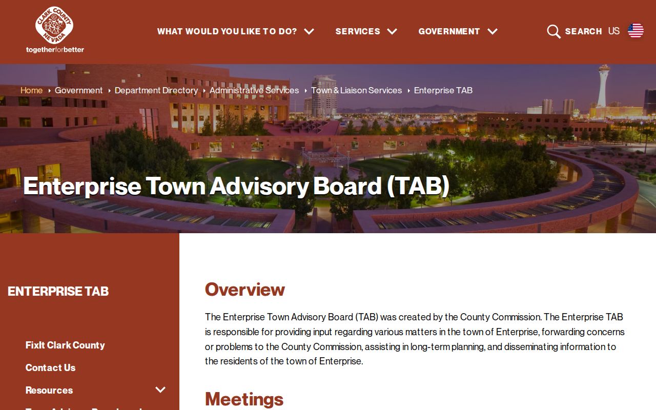 Enterprise residents directory Town Advisory Board resource