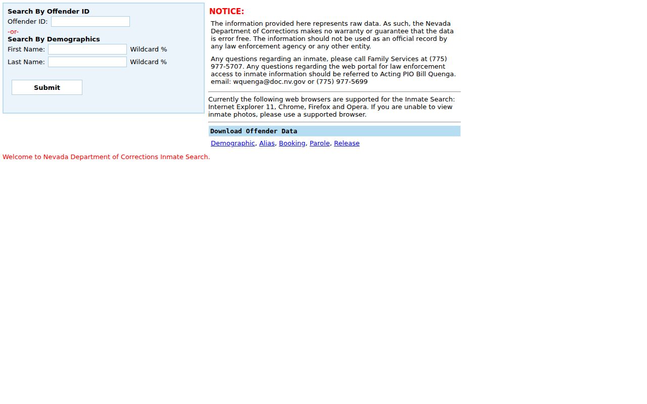 Enterprise residents directory Nevada offender search scope