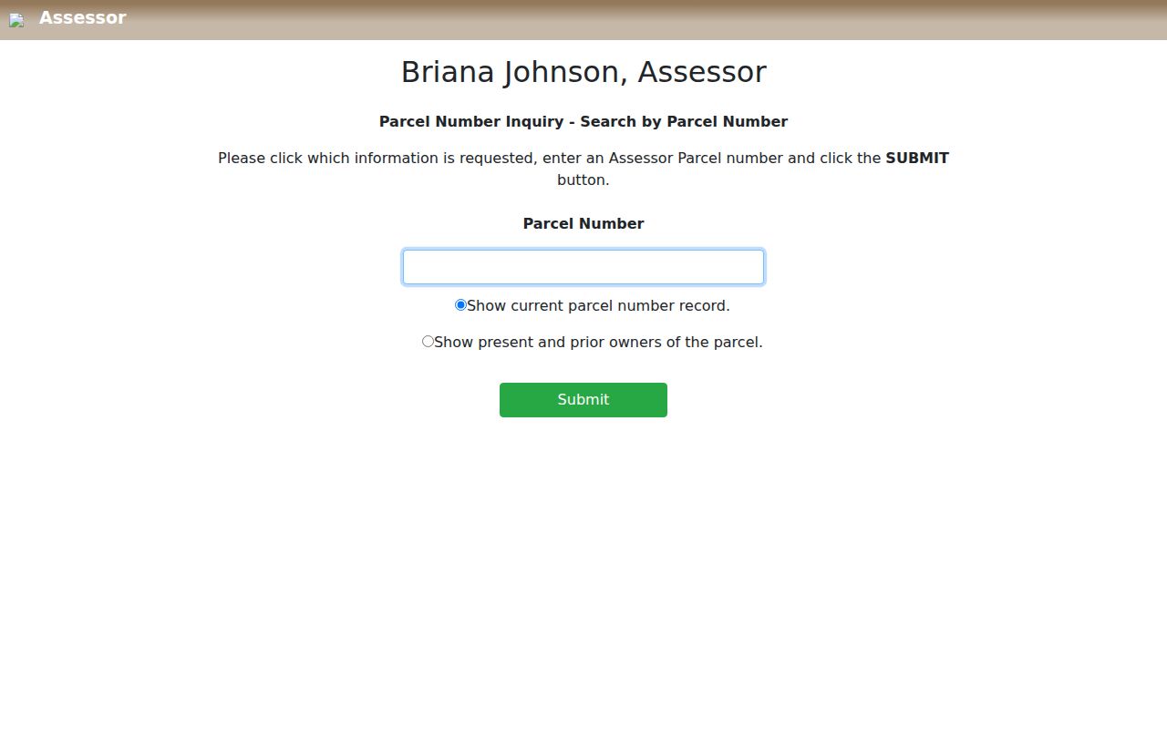 Enterprise ZIP code directory Assessor APN search form